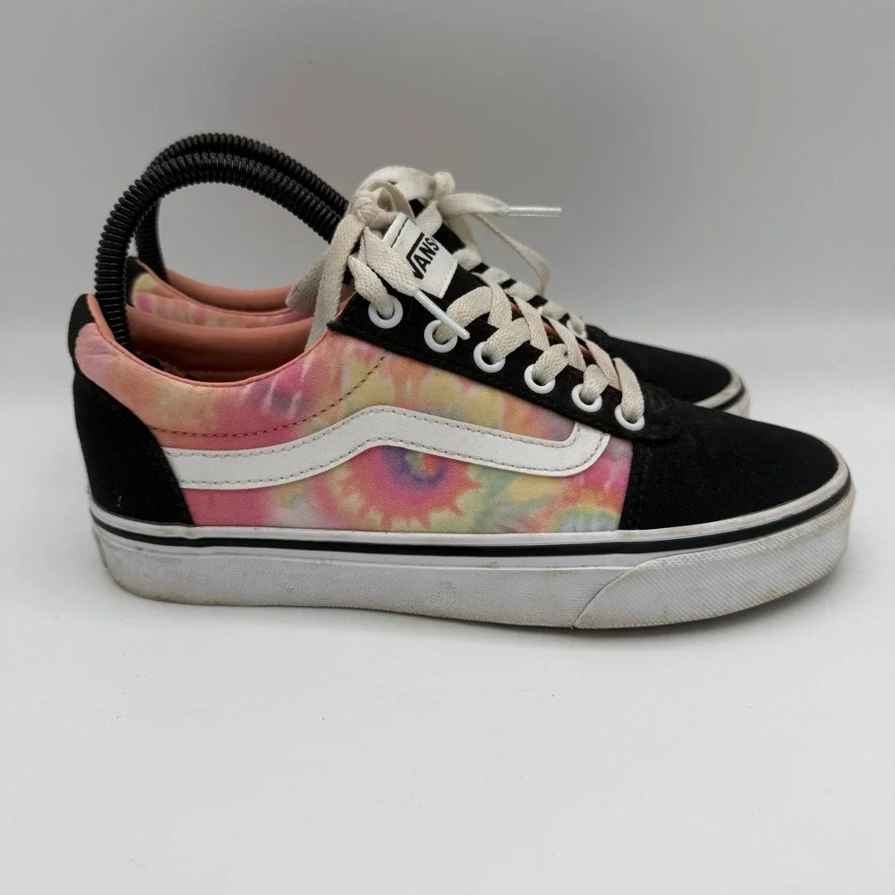 Women's Vans Ward Salmon Pink Tie Dye Pastel Casual Canvas Skate Shoes Sz 6.5